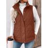 image:imageEVALESS Womens Puffer Vest Lightweight Stand Collar Sleeveless Cropped Quilted Jackets Button Fall Zip Up Coat OuterwearCinnamon
