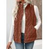 image:imageEVALESS Womens Puffer Vest Lightweight Stand Collar Sleeveless Cropped Quilted Jackets Button Fall Zip Up Coat OuterwearCinnamon