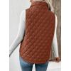 image:imageEVALESS Womens Puffer Vest Lightweight Stand Collar Sleeveless Cropped Quilted Jackets Button Fall Zip Up Coat OuterwearCinnamon