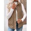 image:imageEVALESS Womens Puffer Vest Lightweight Stand Collar Sleeveless Cropped Quilted Jackets Button Fall Zip Up Coat OuterwearLight Brown