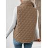 image:imageEVALESS Womens Puffer Vest Lightweight Stand Collar Sleeveless Cropped Quilted Jackets Button Fall Zip Up Coat OuterwearLight Brown