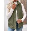 image:imageEVALESS Womens Puffer Vest Lightweight Stand Collar Sleeveless Cropped Quilted Jackets Button Fall Zip Up Coat OuterwearVineyard Green
