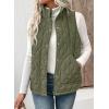 image:imageEVALESS Womens Puffer Vest Lightweight Stand Collar Sleeveless Cropped Quilted Jackets Button Fall Zip Up Coat OuterwearVineyard Green