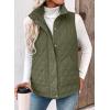 image:imageEVALESS Womens Puffer Vest Lightweight Stand Collar Sleeveless Cropped Quilted Jackets Button Fall Zip Up Coat OuterwearVineyard Green