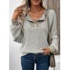 image:imageEVALESS Womens Spring Fashion 2026 Womens Long Sleeve Shirts Patchwork Button Up V Neck Sweatshirt Casual Pullover TopsBeige