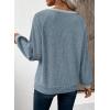 image:imageEVALESS Womens Spring Fashion 2026 Womens Long Sleeve Shirts Patchwork Button Up V Neck Sweatshirt Casual Pullover TopsDusk Blue