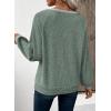 image:imageEVALESS Womens Spring Fashion 2026 Womens Long Sleeve Shirts Patchwork Button Up V Neck Sweatshirt Casual Pullover TopsGrass Green