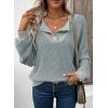image:imageEVALESS Womens Spring Fashion 2026 Womens Long Sleeve Shirts Patchwork Button Up V Neck Sweatshirt Casual Pullover TopsMyosotis