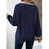 image:imageEVALESS Womens Spring Fashion 2026 Womens Long Sleeve Shirts Patchwork Button Up V Neck Sweatshirt Casual Pullover TopsNavy Blue