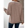 image:imageEVALESS Womens Spring Fashion 2026 Womens Long Sleeve Shirts Patchwork Button Up V Neck Sweatshirt Casual Pullover TopsTawny