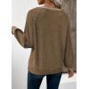 image:imageEVALESS Womens Spring Fashion 2026 Womens Long Sleeve Shirts Patchwork Button Up V Neck Sweatshirt Casual Pullover TopsWalnut Brown