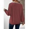 image:imageEVALESS Womens Spring Fashion 2026 Womens Long Sleeve Shirts Patchwork Button Up V Neck Sweatshirt Casual Pullover TopsWine