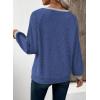 image:imageEVALESS Womens Spring Fashion 2026 Womens Long Sleeve Shirts Patchwork Button Up V Neck Sweatshirt Casual Pullover TopsWinter Blue