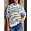 image:imageEVALESS Womens Sweater Vest Striped Pullover Tank Top Round Neck Cap Sleeve Lightweight 2026 Summer Casual ClothesBlack Stripe