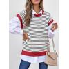 image:imageEVALESS Womens Sweater Vest Striped Pullover Tank Top Round Neck Cap Sleeve Lightweight 2026 Summer Casual ClothesBlack Stripe With Red Edge