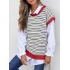 image:imageEVALESS Womens Sweater Vest Striped Pullover Tank Top Round Neck Cap Sleeve Lightweight 2026 Summer Casual ClothesBlack Stripe With Red Edge