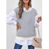 image:imageEVALESS Womens Sweater Vest Striped Pullover Tank Top Round Neck Cap Sleeve Lightweight 2026 Summer Casual ClothesBlue Stripe