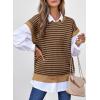 image:imageEVALESS Womens Sweater Vest Striped Pullover Tank Top Round Neck Cap Sleeve Lightweight 2026 Summer Casual ClothesBrown Stripe