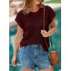 image:imageEVALESS Womens Sweater Vest Striped Pullover Tank Top Round Neck Cap Sleeve Lightweight 2026 Summer Casual ClothesBurgundy Stripe