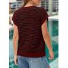 image:imageEVALESS Womens Sweater Vest Striped Pullover Tank Top Round Neck Cap Sleeve Lightweight 2026 Summer Casual ClothesBurgundy Stripe
