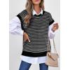 image:imageEVALESS Womens Sweater Vest Striped Pullover Tank Top Round Neck Cap Sleeve Lightweight 2026 Summer Casual ClothesColor Black Stripe