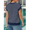 image:imageEVALESS Womens Sweater Vest Striped Pullover Tank Top Round Neck Cap Sleeve Lightweight 2026 Summer Casual ClothesDark Blue Stripe