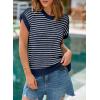 image:imageEVALESS Womens Sweater Vest Striped Pullover Tank Top Round Neck Cap Sleeve Lightweight 2026 Summer Casual ClothesDark Blue Stripe