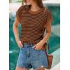 image:imageEVALESS Womens Sweater Vest Striped Pullover Tank Top Round Neck Cap Sleeve Lightweight 2026 Summer Casual ClothesDark Brown Stripe