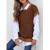 image:imageEVALESS Womens Sweater Vest Striped Pullover Tank Top Round Neck Cap Sleeve Lightweight 2026 Summer Casual ClothesDark Brown Stripe