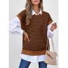 image:imageEVALESS Womens Sweater Vest Striped Pullover Tank Top Round Neck Cap Sleeve Lightweight 2026 Summer Casual ClothesDark Brown Stripe
