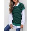 image:imageEVALESS Womens Sweater Vest Striped Pullover Tank Top Round Neck Cap Sleeve Lightweight 2026 Summer Casual ClothesDark Green Stripe