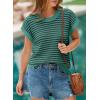 image:imageEVALESS Womens Sweater Vest Striped Pullover Tank Top Round Neck Cap Sleeve Lightweight 2026 Summer Casual ClothesDark Green Stripe