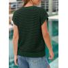 image:imageEVALESS Womens Sweater Vest Striped Pullover Tank Top Round Neck Cap Sleeve Lightweight 2026 Summer Casual ClothesDeep Green Stripe
