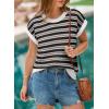 image:imageEVALESS Womens Sweater Vest Striped Pullover Tank Top Round Neck Cap Sleeve Lightweight 2026 Summer Casual ClothesDusty Black Stripe