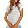 image:imageEVALESS Womens Sweater Vest Striped Pullover Tank Top Round Neck Cap Sleeve Lightweight 2026 Summer Casual ClothesGray Stripe