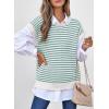 image:imageEVALESS Womens Sweater Vest Striped Pullover Tank Top Round Neck Cap Sleeve Lightweight 2026 Summer Casual ClothesGreen Stripe