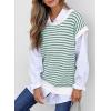 image:imageEVALESS Womens Sweater Vest Striped Pullover Tank Top Round Neck Cap Sleeve Lightweight 2026 Summer Casual ClothesGreen Stripe