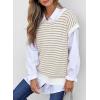 image:imageEVALESS Womens Sweater Vest Striped Pullover Tank Top Round Neck Cap Sleeve Lightweight 2026 Summer Casual ClothesKhaki Stripe