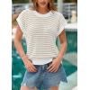 image:imageEVALESS Womens Sweater Vest Striped Pullover Tank Top Round Neck Cap Sleeve Lightweight 2026 Summer Casual ClothesKhaki Stripe