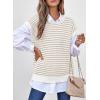 image:imageEVALESS Womens Sweater Vest Striped Pullover Tank Top Round Neck Cap Sleeve Lightweight 2026 Summer Casual ClothesKhaki Stripe