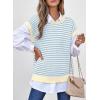 image:imageEVALESS Womens Sweater Vest Striped Pullover Tank Top Round Neck Cap Sleeve Lightweight 2026 Summer Casual ClothesSky Blue Stripe