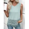 image:imageEVALESS Womens Tank Tops Casual Summer Waffle Knit Lace Crochet Boho Crewneck Sleeveless Loose Vacation Beach Vest ShirtsMist Blue