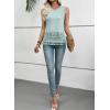 image:imageEVALESS Womens Tank Tops Casual Summer Waffle Knit Lace Crochet Boho Crewneck Sleeveless Loose Vacation Beach Vest ShirtsMist Blue