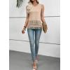 image:imageEVALESS Womens Tank Tops Casual Summer Waffle Knit Lace Crochet Boho Crewneck Sleeveless Loose Vacation Beach Vest ShirtsOatmeal