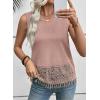 image:imageEVALESS Womens Tank Tops Casual Summer Waffle Knit Lace Crochet Boho Crewneck Sleeveless Loose Vacation Beach Vest ShirtsSepia Rose