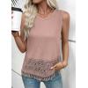 image:imageEVALESS Womens Tank Tops Casual Summer Waffle Knit Lace Crochet Boho Crewneck Sleeveless Loose Vacation Beach Vest ShirtsSepia Rose