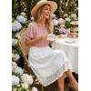 image:imageEVALESS Womens Tops Off The Shoulder Blouses for Women Dressy Casual Cute Puff Sleeve T Shirts Fashion 2026Apricot Pink