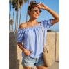 image:imageEVALESS Womens Tops Off The Shoulder Blouses for Women Dressy Casual Cute Puff Sleeve T Shirts Fashion 2026Beau Blue