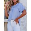 image:imageEVALESS Womens Tops Off The Shoulder Blouses for Women Dressy Casual Cute Puff Sleeve T Shirts Fashion 2026Beau Blue