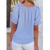 image:imageEVALESS Womens Tops Off The Shoulder Blouses for Women Dressy Casual Cute Puff Sleeve T Shirts Fashion 2026Beau Blue